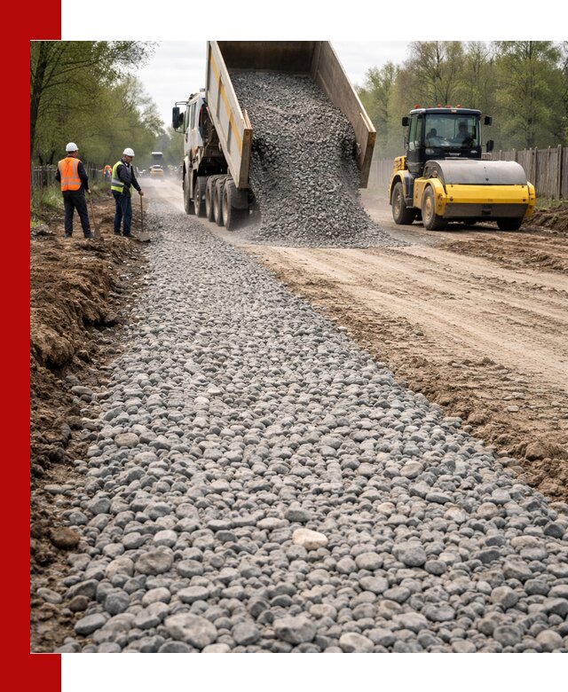 Доставка щебня для отсыпки дорог в Вятских Поляне высокого качества