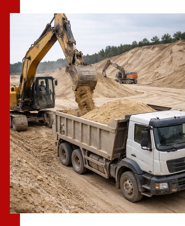 Доставка карьерного песка с самосвалами и разгрузкой в Вятских Поляне