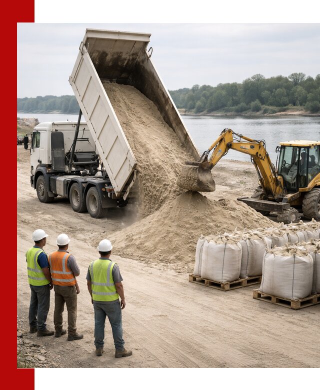 Доставка речного песка в Вятских Поляне самосвалами и погрузкой