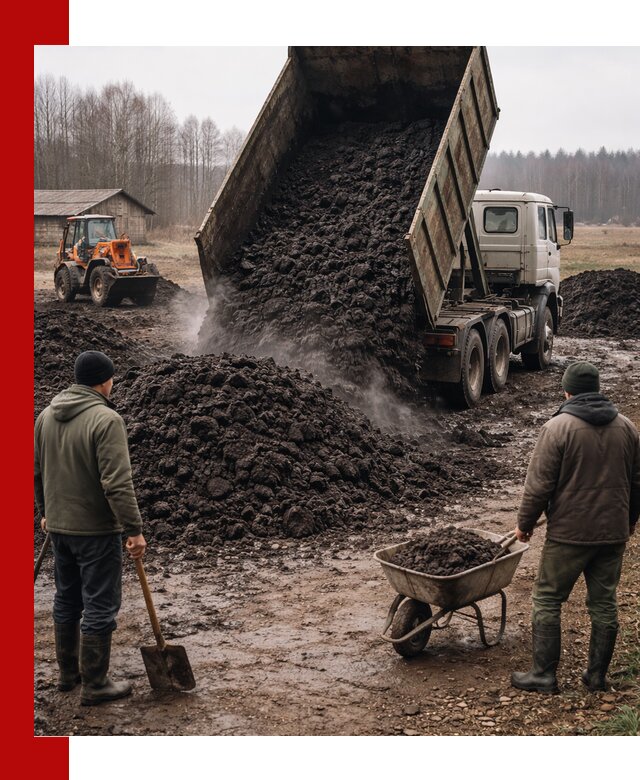 Доставка низинного торфа с разгрузкой и доставкой в Вятских Поляне