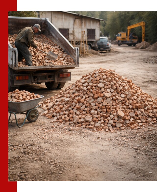 Доставка и подушка из боя кирпича с разгрузкой в Вятских Поляне