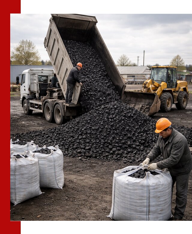 Доставка каменного угля в Вятских Поляне оптом и в розницу