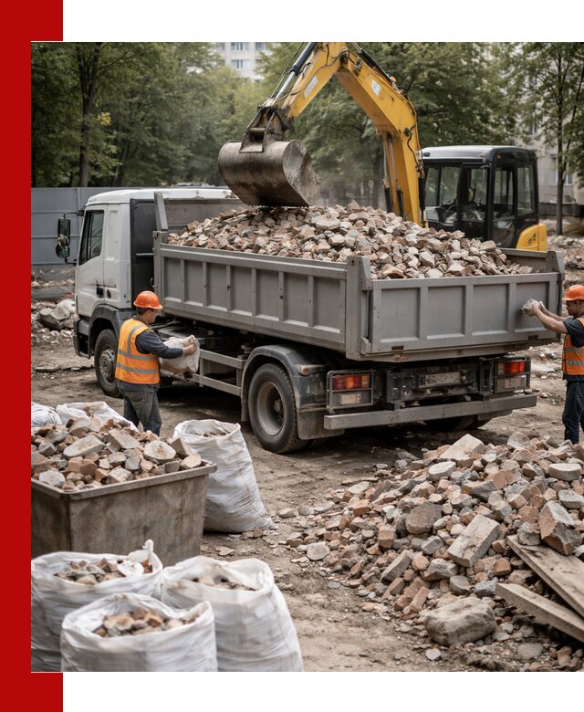 Вывоз строительного мусора в Вятских Поляне с самосвалами и контейнерами