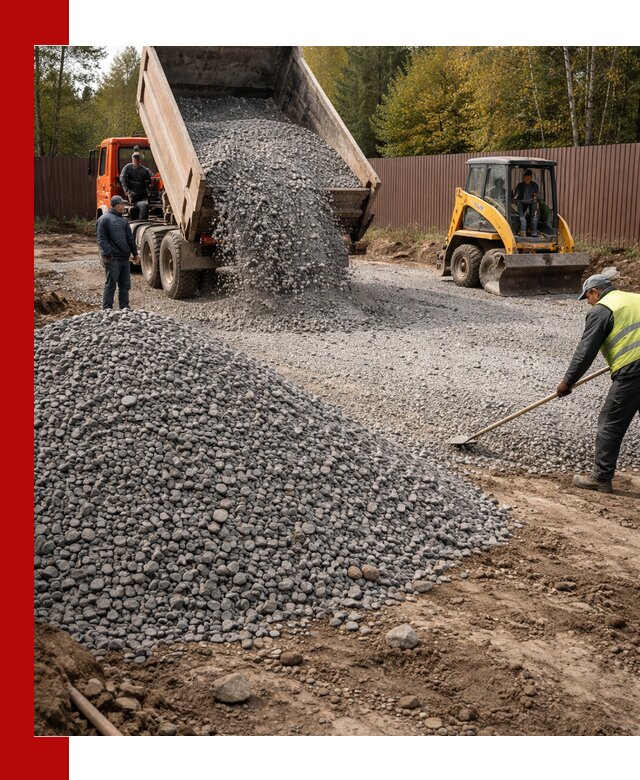Отсыпка участка щебнем с доставкой и уплотнением в Вятских Поляне